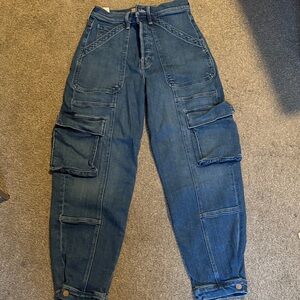 Mother blue cargo jeans